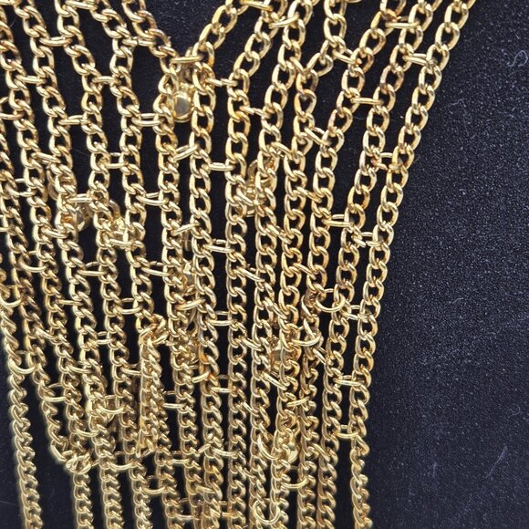 Multi Strands of Chains Necklace Gold-Tone 12" AS IS Crafts & Makeover Use - Picture 3 of 11